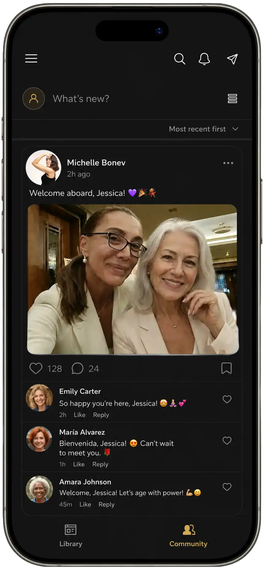 Sisterhood community feed preview