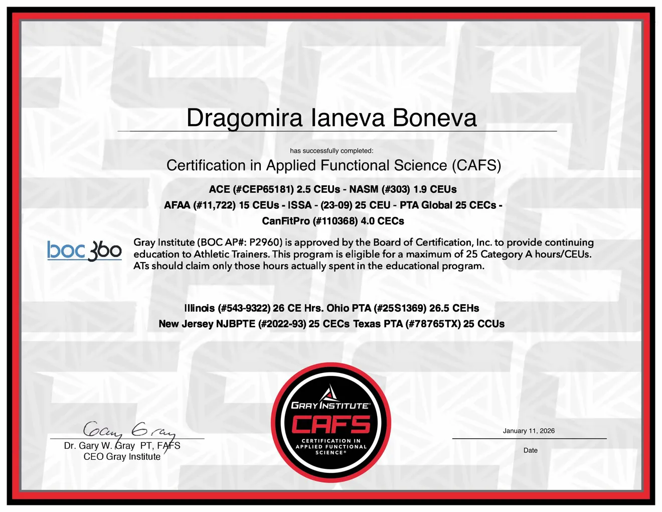 Certification CAFS