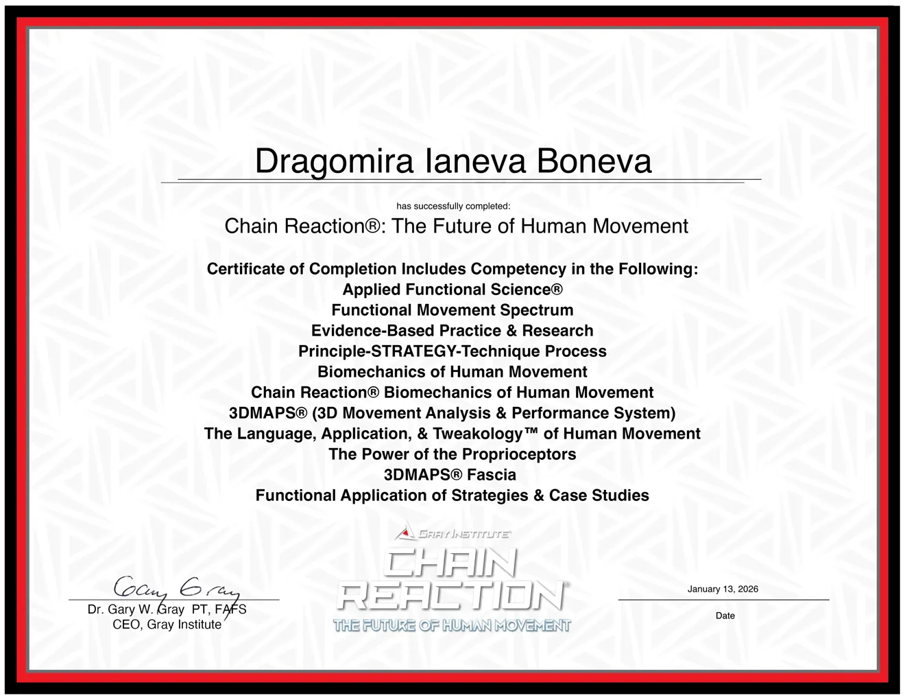 Chain Reaction Certificate